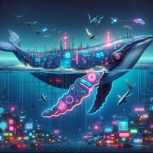 Cyberpunk Whale: Nature and Technology Fusion
