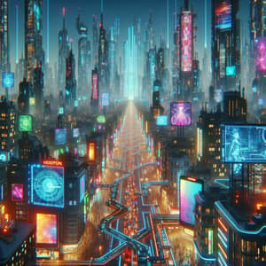 Futuristic Cyberpunk Metropolis - Neon Cityscape with Advanced Technology
