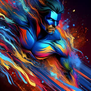 Dynamic Superhero Action Pose in Vibrant Colors