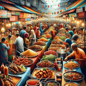 Global Street Food Delights | Lively Street Fair Scene
