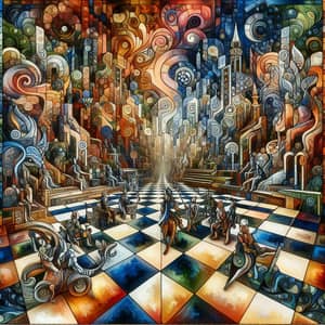 Artistic Universe: Intricate Strokes & Bold Colors | Chess-inspired Visual Narrative