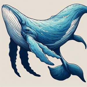 Majestic Whale Illustration with Classic Features in Blue and Grey