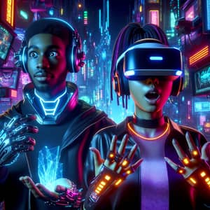 Futuristic Gamers in Cyberpunk World: Neon Adventure