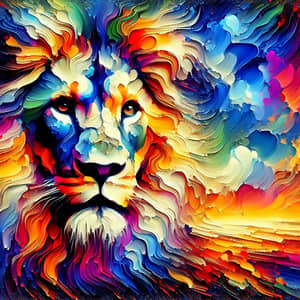 Majestic Lion Psychedelic Art | Vibrant Digital Painting