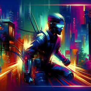 Cyberpunk Metropolis Art: Reputation Defender in Futuristic Scene