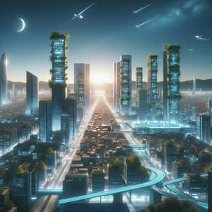 Futuristic City Skyline: Harmony of Technology and Nature