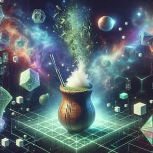 Surreal Metaverse Art | Vibrant Yerba Mate Cup in Futuristic Universe