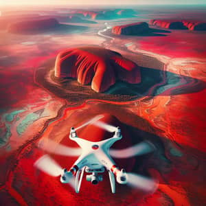 Breathtaking Aerial Shot of Australia's Outback with Uluru