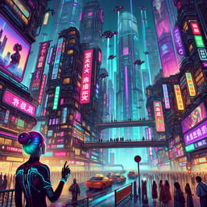 Futuristic Cyberpunk Metropolis with Neon Skyscrapers