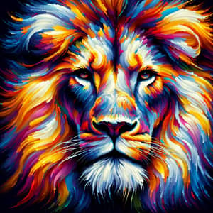 Psychedelic Lion Art: Vibrant Abstract Expressionism Masterpiece