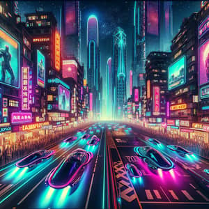 Futuristic Cyberpunk Cityscape - Urban Energy and Neon Lights