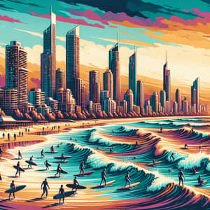 Surfers Paradise Skyline and Sunset Surfing | Gold Coast, Australia