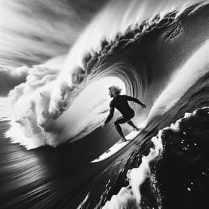 Thrilling Black and White Surfer Moment | Extreme Water Sports