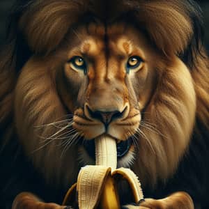Majestic Lion Eating Banana | Wildlife Photography
