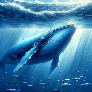 Majestic Blue Whale Swimming in Ocean