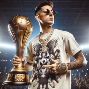 Latin Music Artist Bad Bunny with Champions Trophy