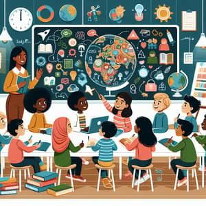Inclusive and Equitable Education: Multicultural Classroom Scene