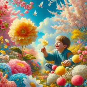 Capturing the Essence of Spring: Vibrant Child in Blossoming Garden
