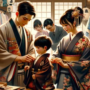 Japanese Family Celebrating Shichi-Go-San Festival with Elegance
