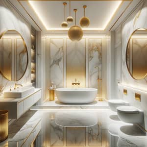 Luxurious Modern Bathroom with Gold Accents | High-Quality Materials