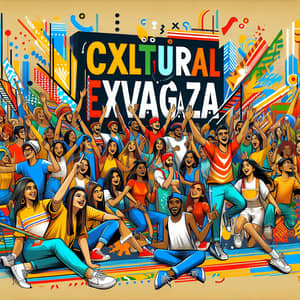 Vibrant Cultural Extravaganza Poster with Diverse SRM Students