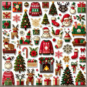 Unique Christmas Sticker Collection with Festive Designs