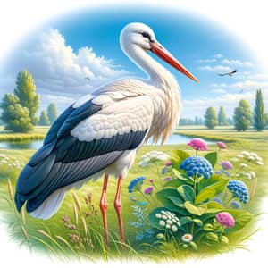 White Stork in Natural Habitat - Elegant Wildlife Scene