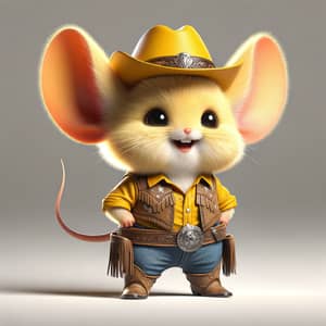 Yellow Cowboy Rodent: Cute 3D Cartoon Character in Wild West Gear