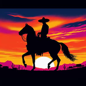 Mexican Cowboy Riding Majestic Horse at Sunset | Wild West Scene