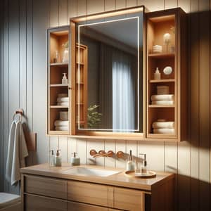 Wooden Bathroom Cabinet with Mirror | Wall-Mounted Vanity