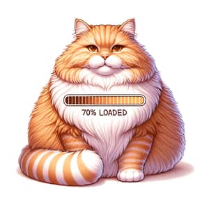 Whimsical Orange Tabby Cat Progress Bar - 70% Loaded