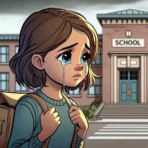 Heartbreaking 2D Disney Style Illustration of Girl Getting Expelled from School
