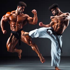 Muscular Hispanic Male Karate Skills | Explosive Kick Scene