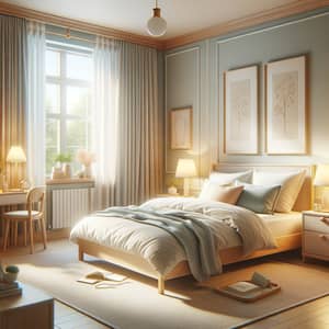 Cozy & Tranquil Bedroom Scene | Comfortable Bed & Warm Decor