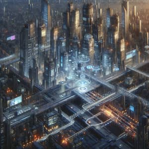 Futuristic City Skyline | Illuminated High-rise Buildings & Advanced Transport
