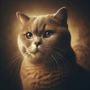 British Shorthair Cat in Traditional 18th-Century Portraiture Style
