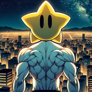 Cartoon Style Webtoon Manhwa Character with Unique Yellow Star Head