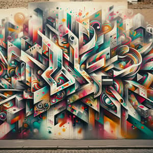 Vibrant City Graffiti Art: Abstract Shapes, Geometric Designs