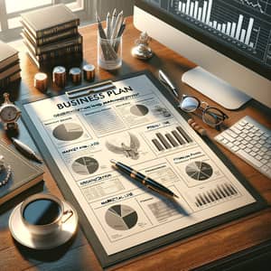 Luxurious Business Plan on Oak Desk | Key Sections & Tools