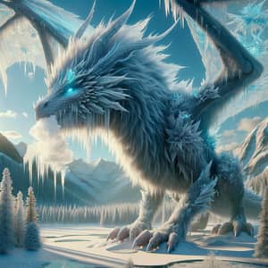 Frost Furry Dragon - Majestic Creature in Icy Fur