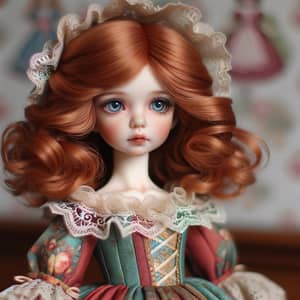 Exquisite Victorian Doll in Colorful Silk Dress