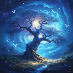 Mystical Tree of Life in Celestial Setting | Cosmic Fantasy