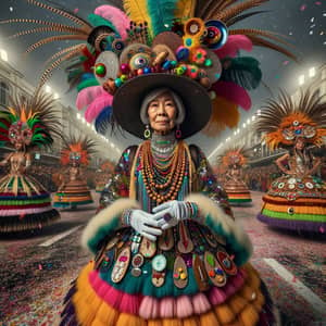 Intricate Carnival Costume for Festive Parade | Bright Colors, Shine, Texture