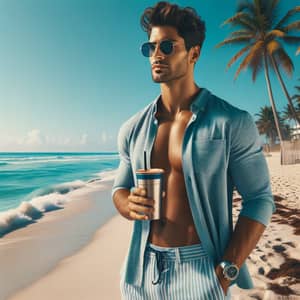 Florida Beach Vibes: Mixed Descent Man Enjoys Morning Sunshine