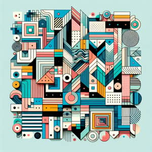 Layered Geometric Shapes: Abstract and Colorful Composition