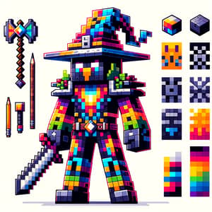 Custom Minecraft Character Skin Design | Pixelated Wizard with Axe