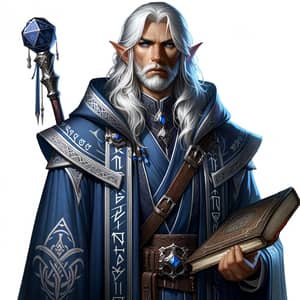Male Elf Wizard: Master of Magic Art in Deep Blue Robe