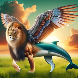 Fantastical Lion Eagle Dolphin Hybrid: Mythical Creature Showcase