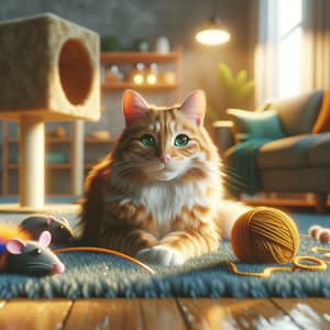 Cozy Scene with Orange Tabby Cat | Serene Pet Life