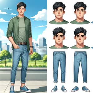 Neutral Full Body Portrait of South Asian Male in Casual Clothes